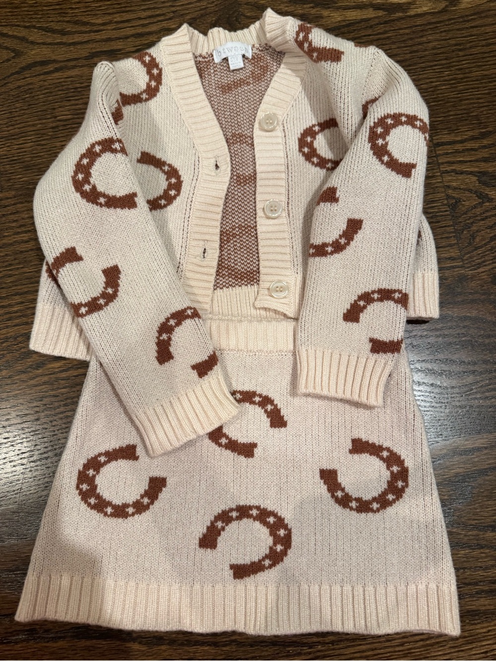 btween Cream and Brown Knit Two-Piece Set